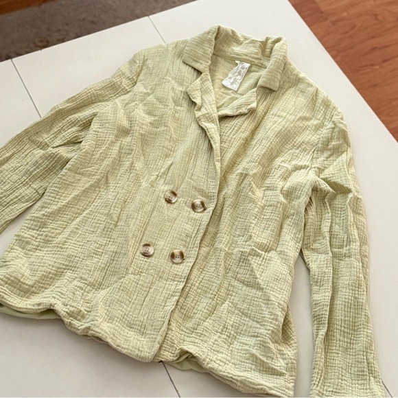 Sadie and Sage Blazer Jacket Lagenlook Boxy Art Boho Textured Button Down - Picture 3 of 6